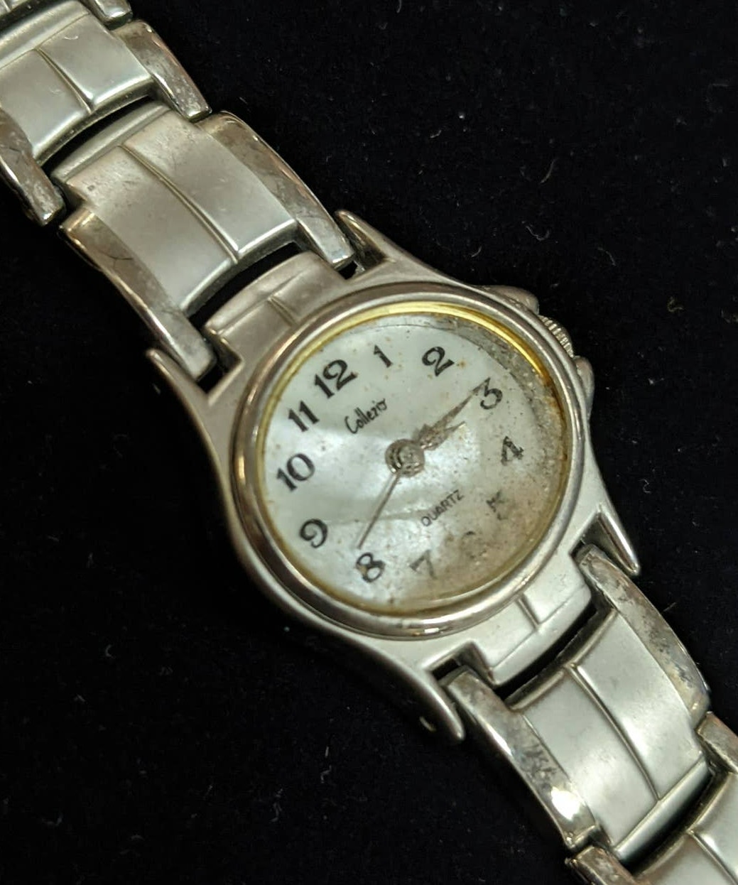 Collezio Vintage Wrist Watch Abalone Dial Face Silver Tone Timepiece Damaged